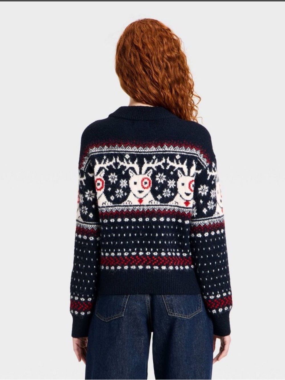 Women’s Long Sleeve Cozy Alpine Bullseye Dog Crewneck Pullover Sweater M NWOT - Picture 6 of 13